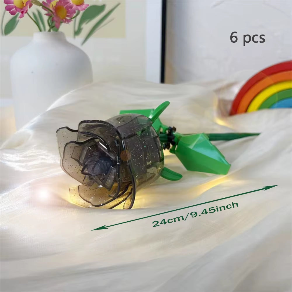 Flower Bouquet 3D Model Toy Mini Build Blocks for Girl Plant Potted Assemble Brick Decoration Holiday Girlfriend Gift