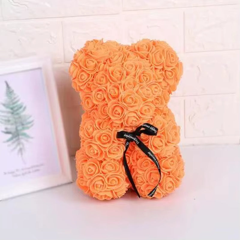 Artificial Flowers 25Cm Rose Bear Girlfriend Anniversary Christmas Valentine'S Day Gift Birthday Present for Wedding Party