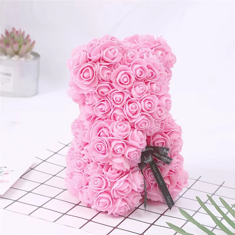 Artificial Flowers 25Cm Rose Bear Girlfriend Anniversary Christmas Valentine'S Day Gift Birthday Present for Wedding Party