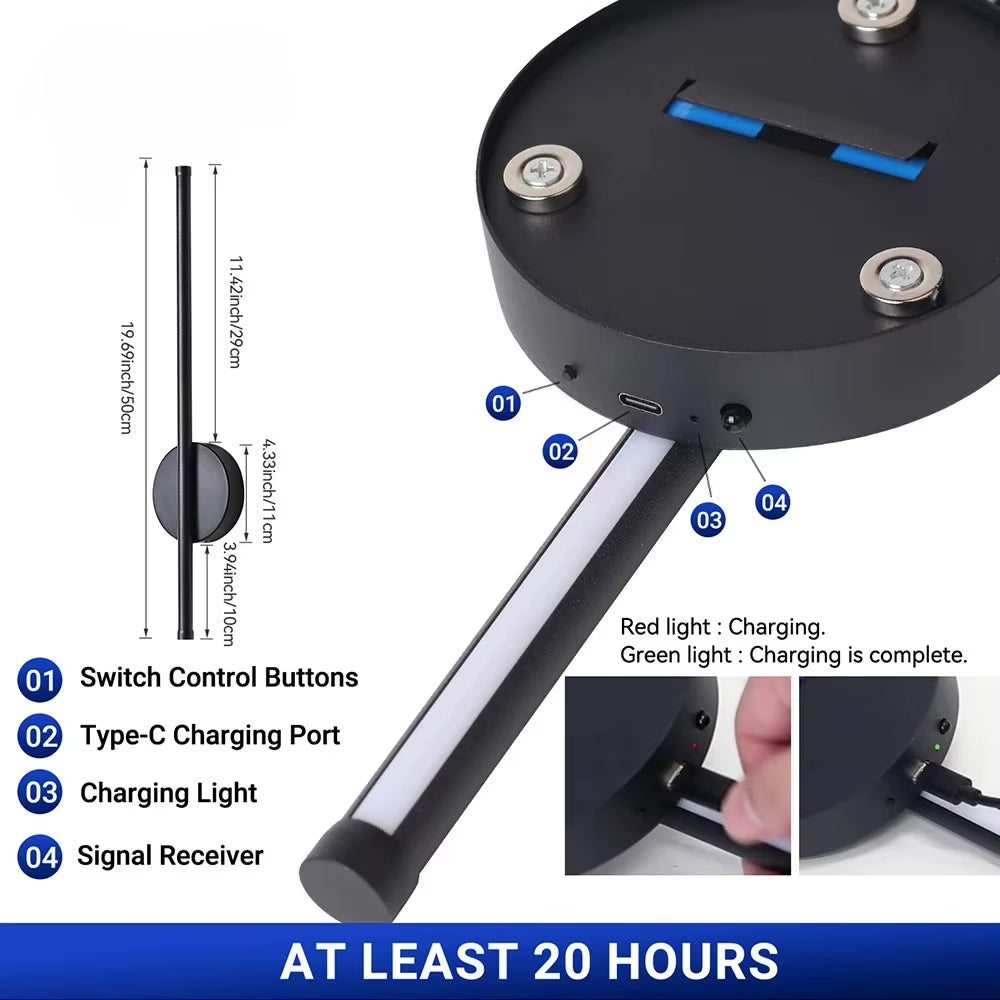 Magnetic Rechargeable 50 Wall Lamp Black Gold for Living Room Bedroom Hallway Study Stairwell Cloakroom LED Lighting Wiring Free