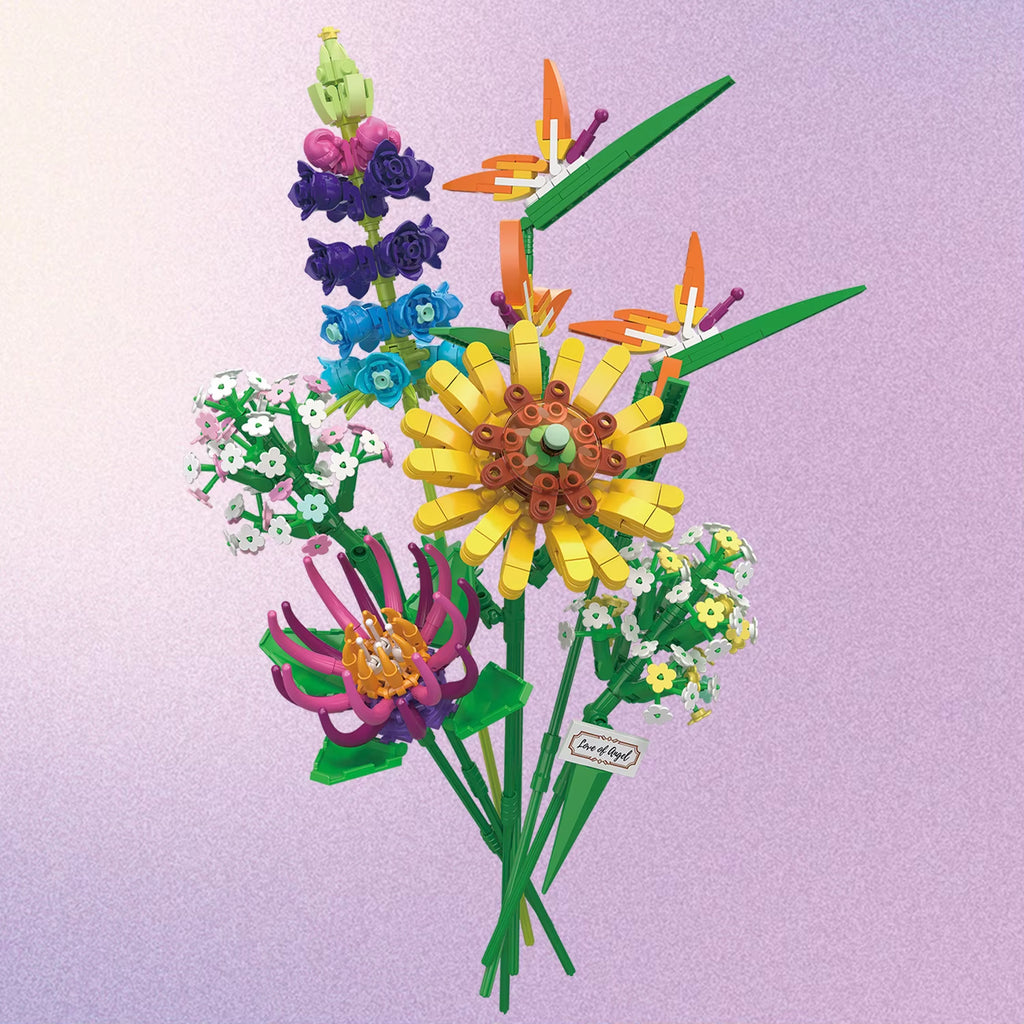 Flower Bouquet 3D Model Toy Mini Build Blocks for Girl Plant Potted Assemble Brick Decoration Holiday Girlfriend Gift