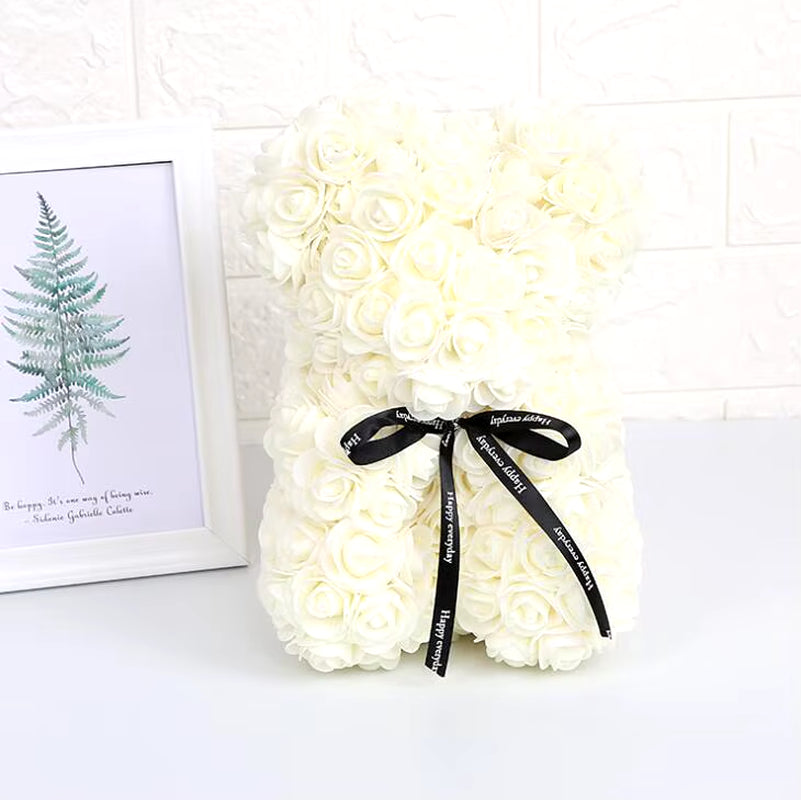 Artificial Flowers 25Cm Rose Bear Girlfriend Anniversary Christmas Valentine'S Day Gift Birthday Present for Wedding Party