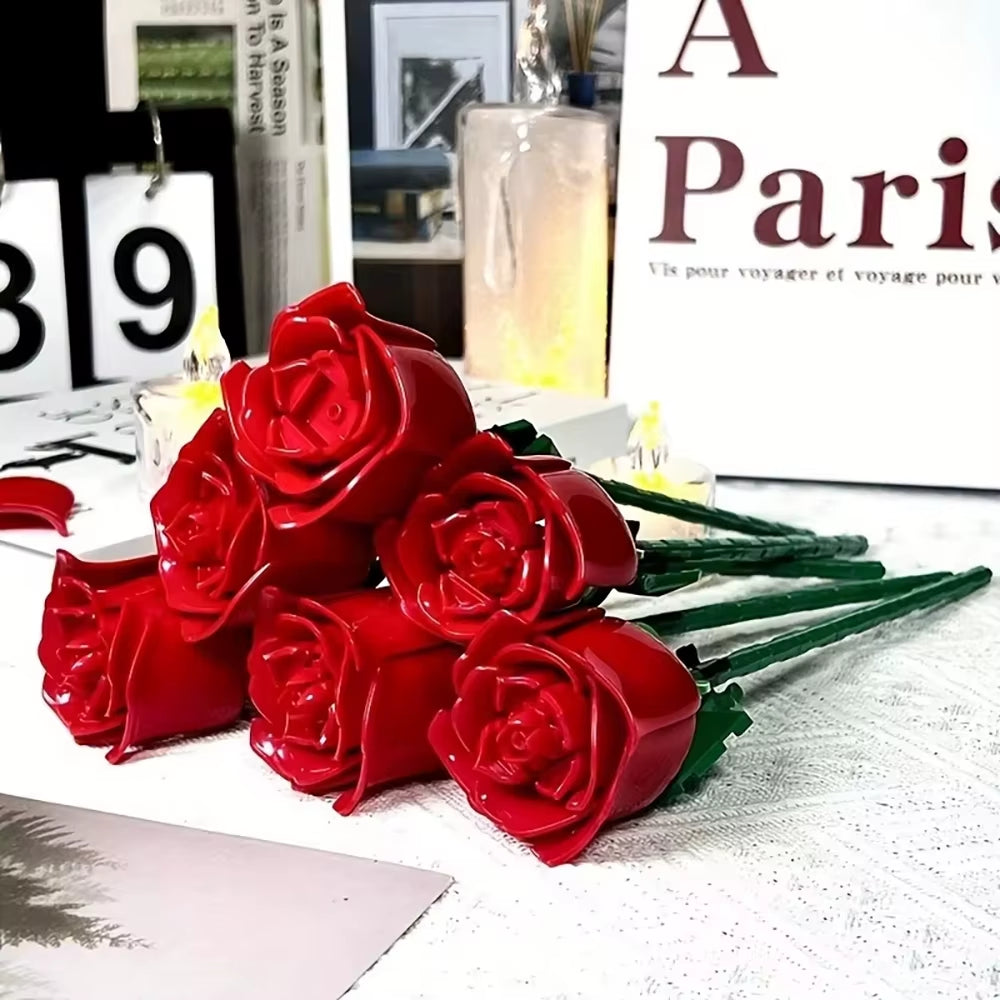 Flower Bouquet 3D Model Toy Mini Build Blocks for Girl Plant Potted Assemble Brick Decoration Holiday Girlfriend Gift