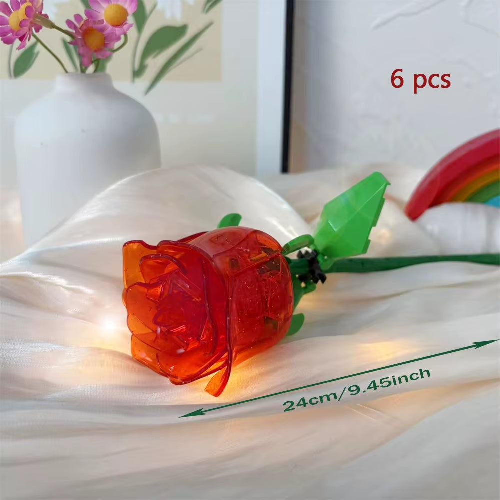 Flower Bouquet 3D Model Toy Mini Build Blocks for Girl Plant Potted Assemble Brick Decoration Holiday Girlfriend Gift