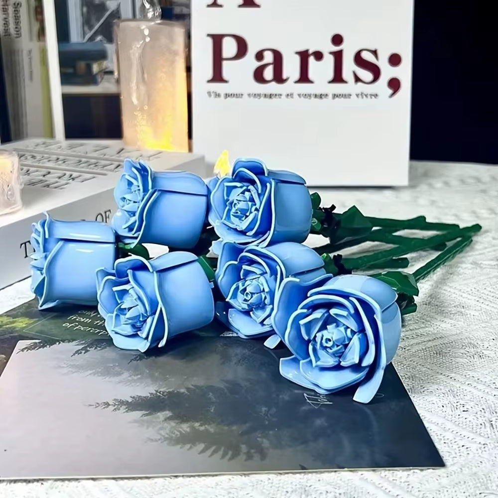 Flower Bouquet 3D Model Toy Mini Build Blocks for Girl Plant Potted Assemble Brick Decoration Holiday Girlfriend Gift