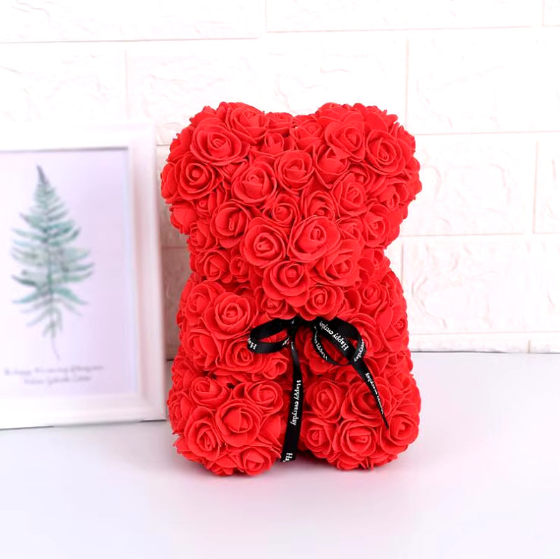 Artificial Flowers 25Cm Rose Bear Girlfriend Anniversary Christmas Valentine'S Day Gift Birthday Present for Wedding Party