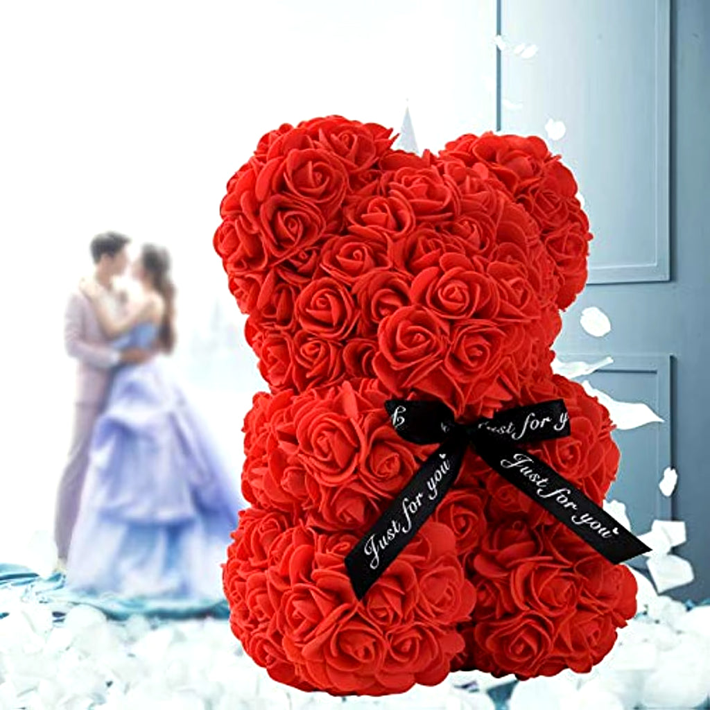 Artificial Flowers 25Cm Rose Bear Girlfriend Anniversary Christmas Valentine'S Day Gift Birthday Present for Wedding Party