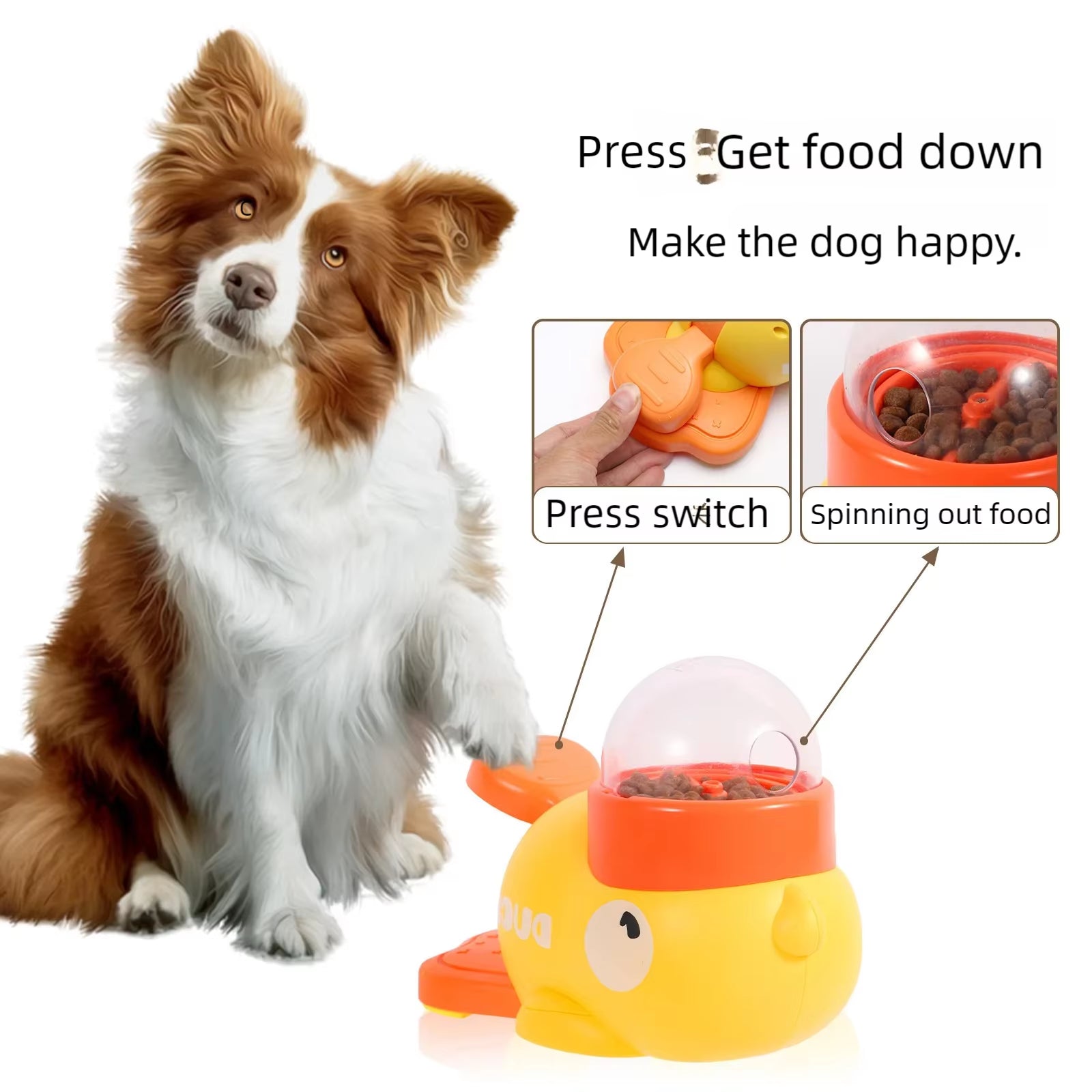 Yellow Rubber Duck-Shaped Interactive Feeder for Dogs and Cats: a Treat Dispensing Puzzle Toy Designed for Pet Training